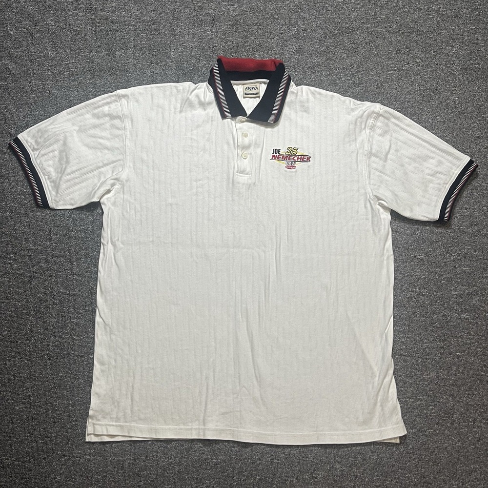 AKWA White‎ 2XL Joe Nemechek Polo Shirt USA Made NASCAR 25 Racing